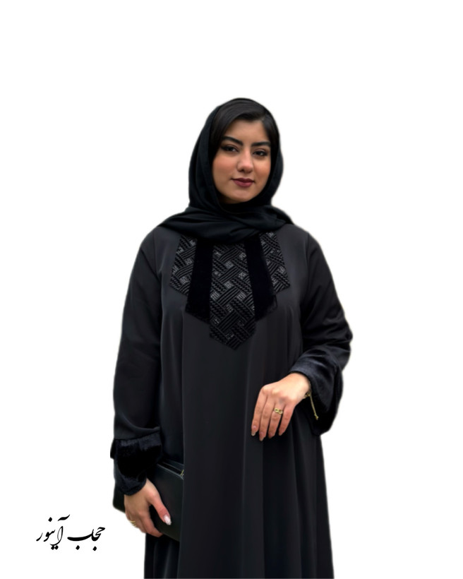 پیراهن عبایی مشکی کرپ الیزه (مجلسی) روشنک