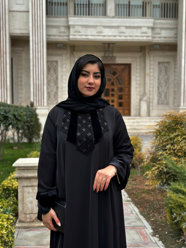 پیراهن عبایی مشکی کرپ الیزه (مجلسی) روشنک