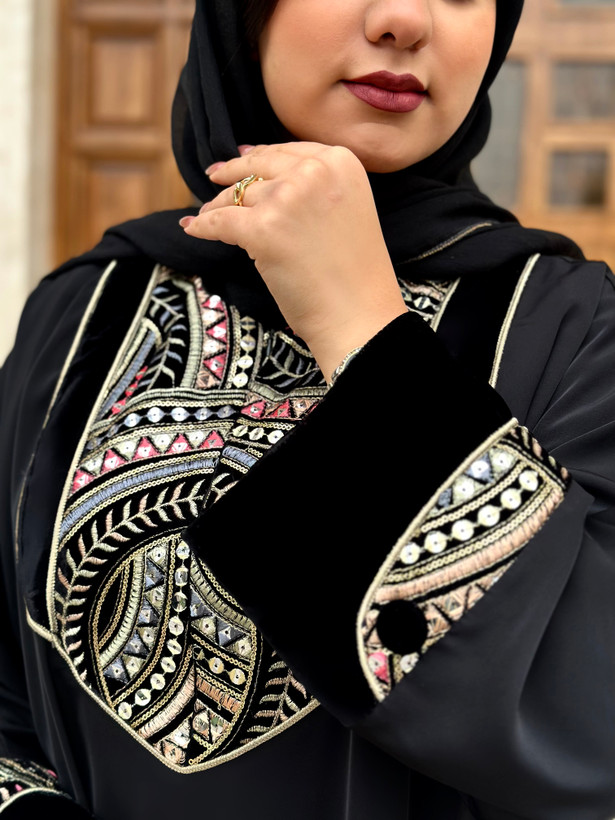 عبای فری سایز (مجلسی) زیپ شیردهی ، سوزندوزی رونیکا